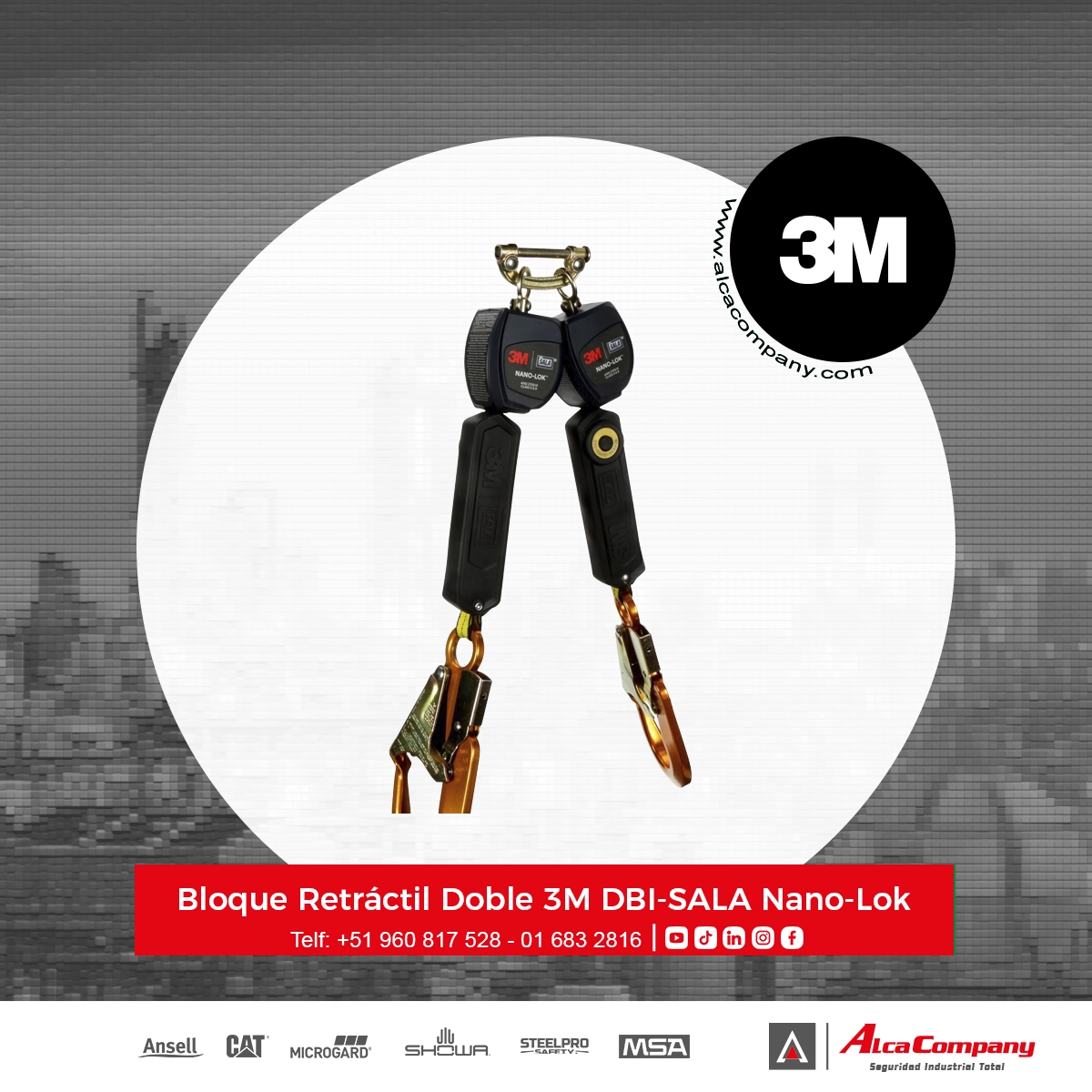 Bloque Retráctil Doble 3M DBI-SALA Nano-Lok 3101277