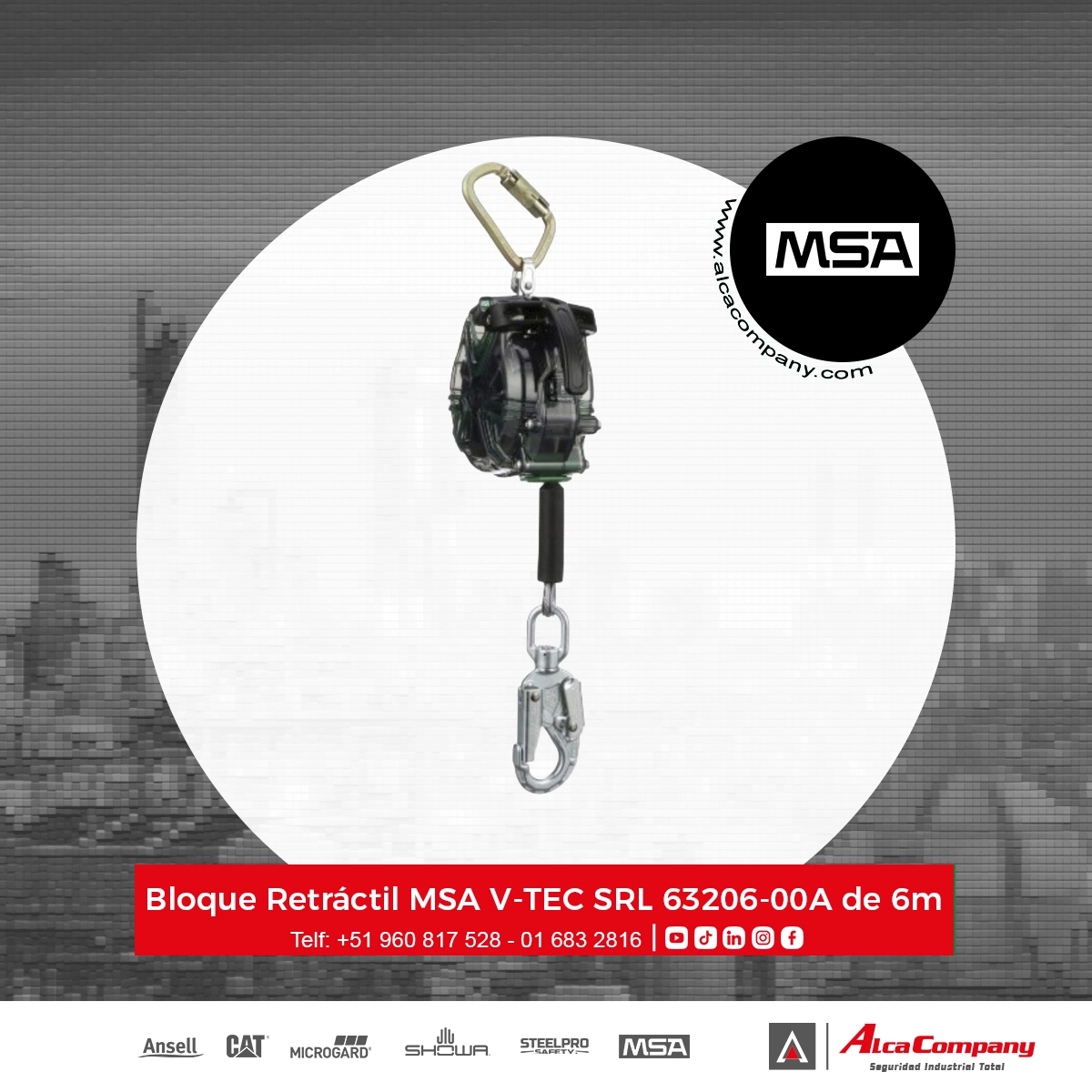 Bloque Retráctil MSA V-TEC SRL 63206-00A de 6m