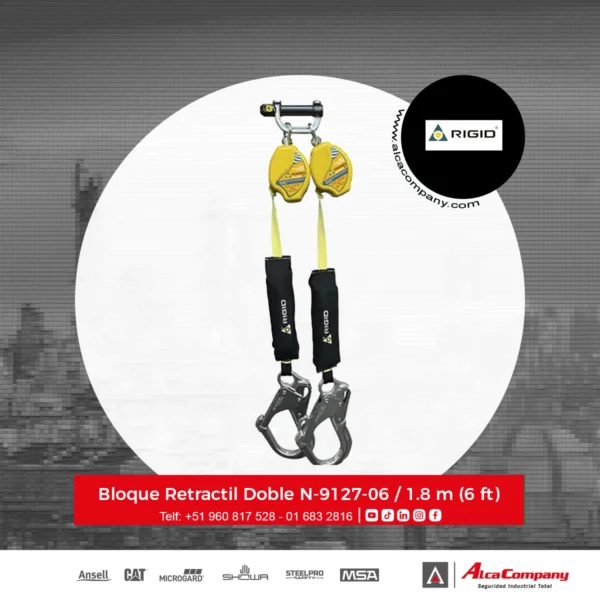 Bloque Retractil Doble N-9127-06 / 1.8 m (6 ft) Kevlar Rigid