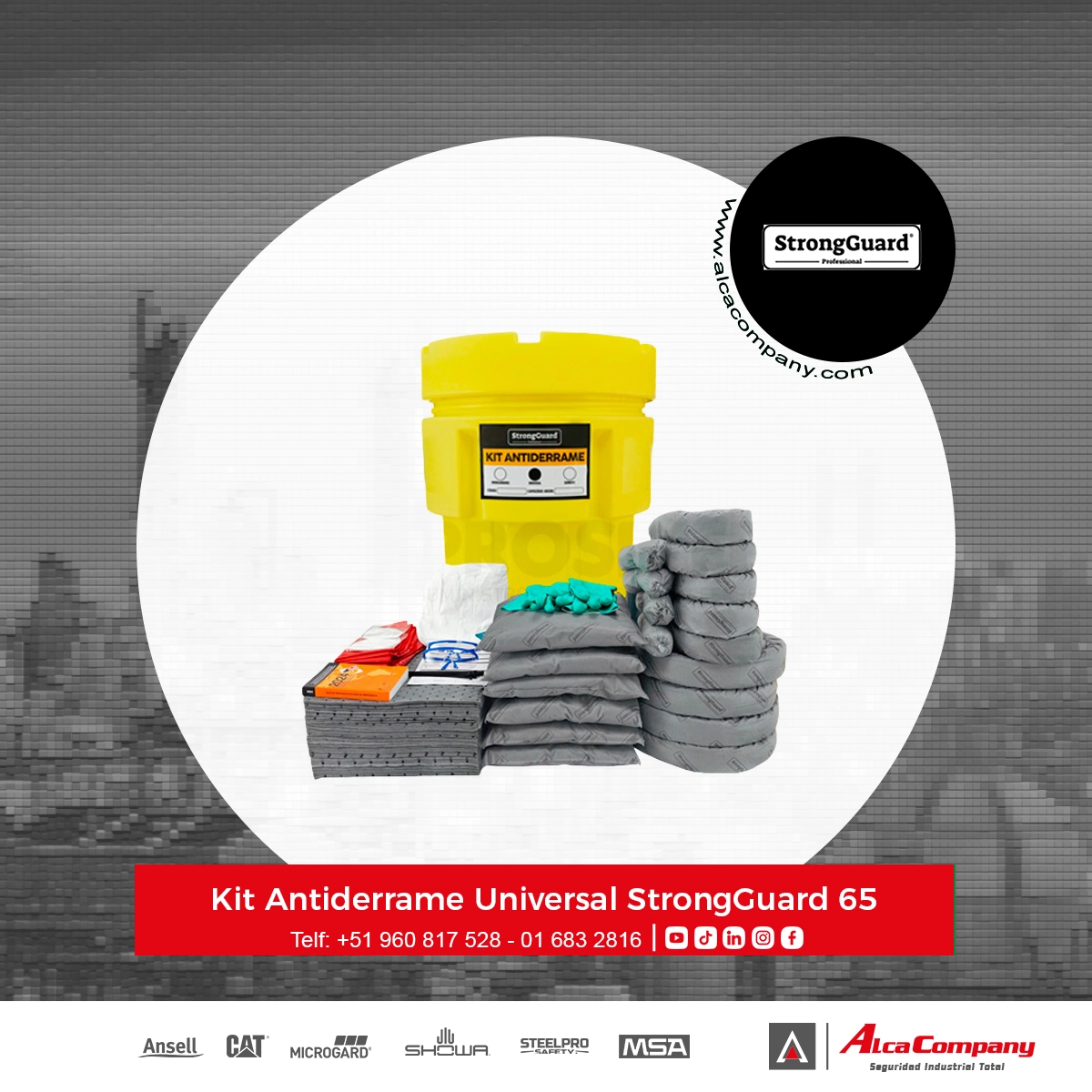 Kit Antiderrame Universal StrongGuard 65 Galones en Overpack StrongGuard KIT65GU