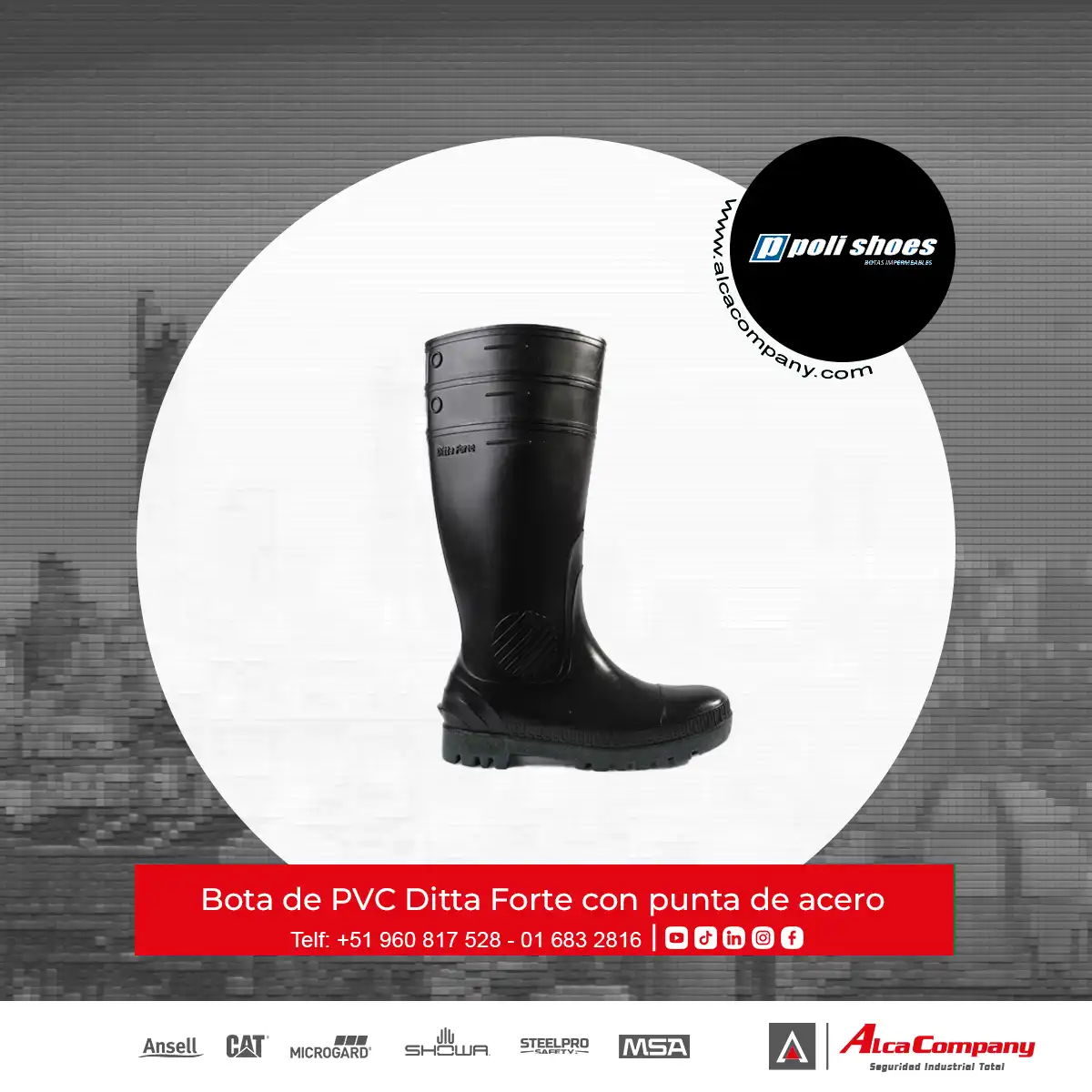 Bota de PVC Ditta Forte con punta de acero Poli Shoes