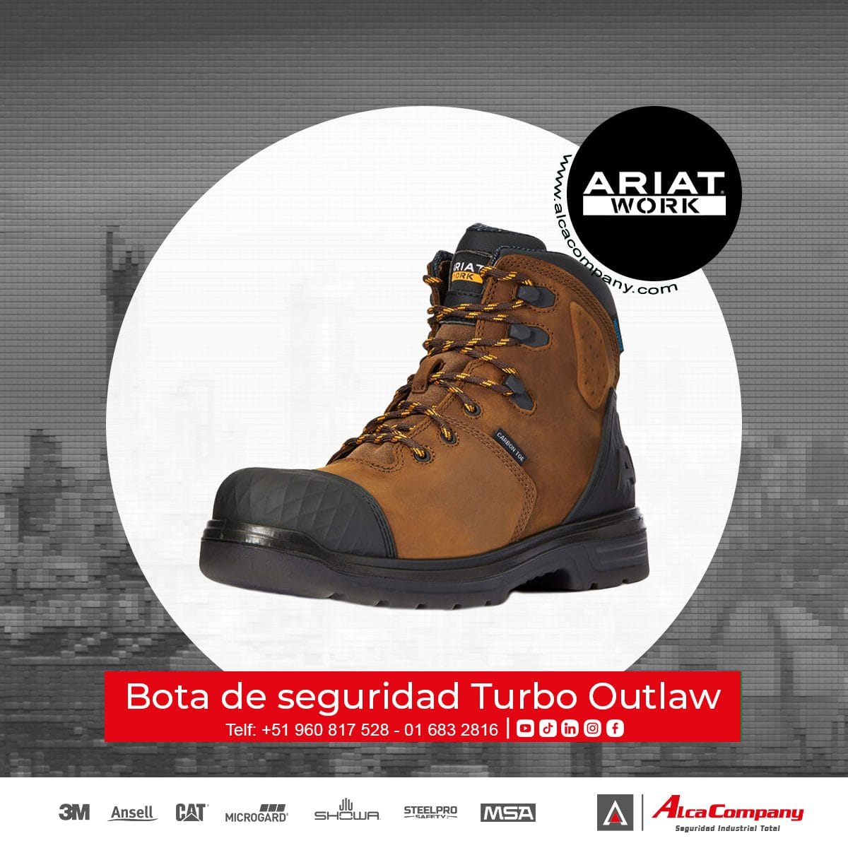 Botín Turbo Outlaw 6″ CSA Waterproof Ariat