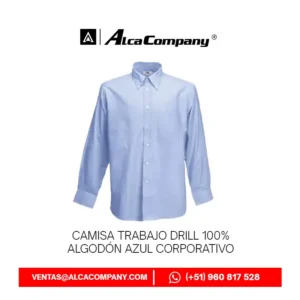 Camisa Trabajo Drill 100% algodón Azul corporativo
