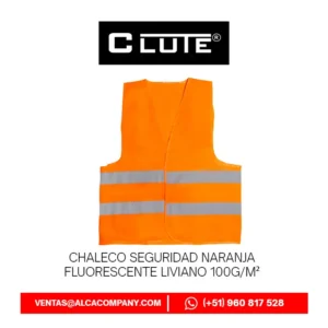 Chaleco Seguridad Naranja fluorescente Liviano 100g/m² Clute
