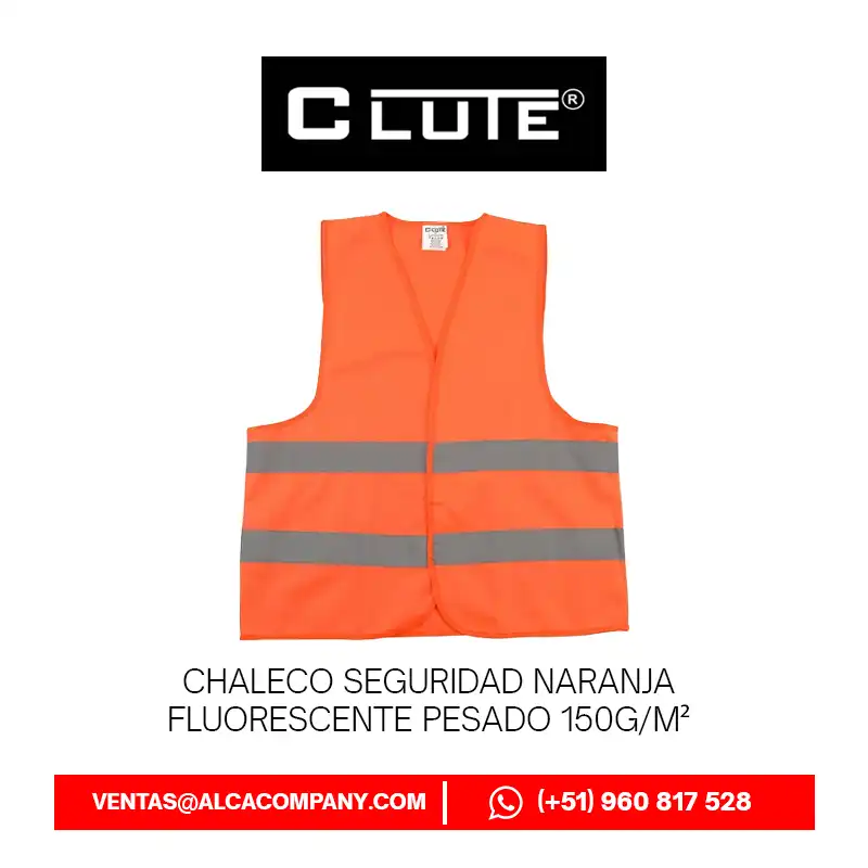 Chaleco Seguridad Naranja fluorescente Pesado 150g/m² Clute