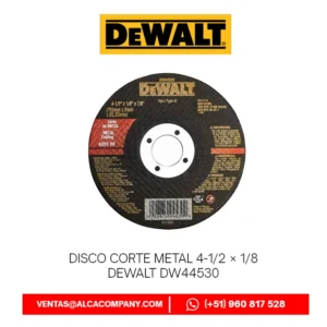 Disco Corte Metal 4-1/2′′ × 1/8′′ DeWalt DW44530