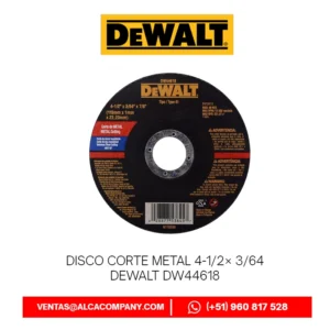 Disco Corte Metal 4-1/2′′ × 3/64′′ DeWalt DW44618