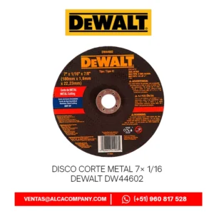Disco Corte Metal 7′′ × 1/16′′ DeWalt DW44602