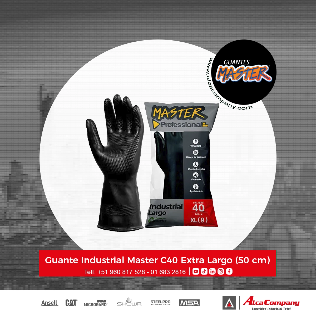 Guante Industrial Master C40 Extra Largo (50 cm)