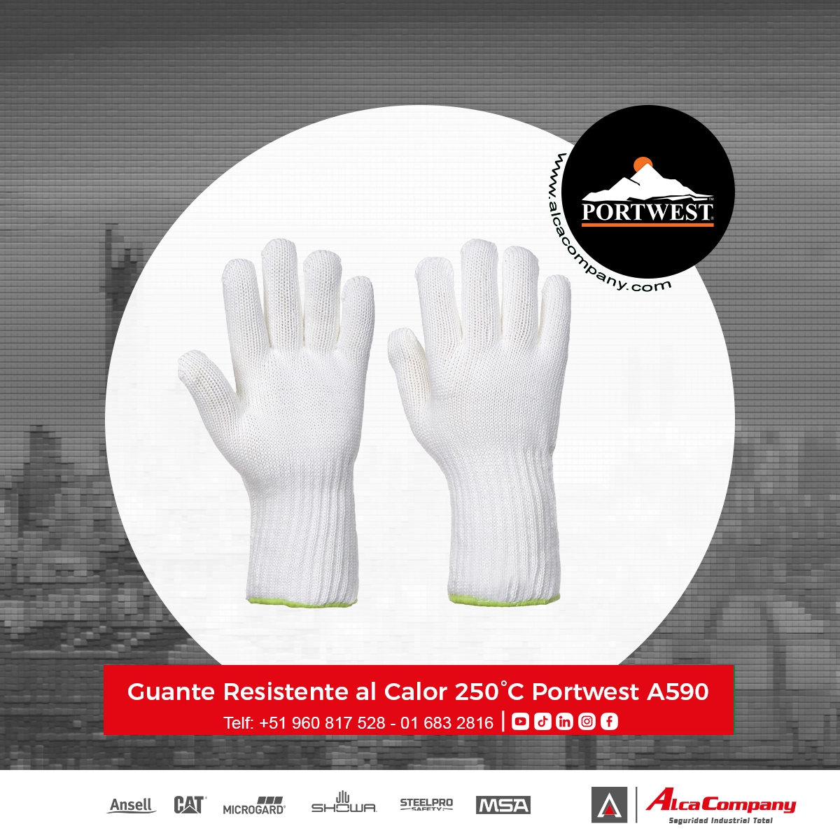 Guante Resistente al Calor 250°C Portwest A590