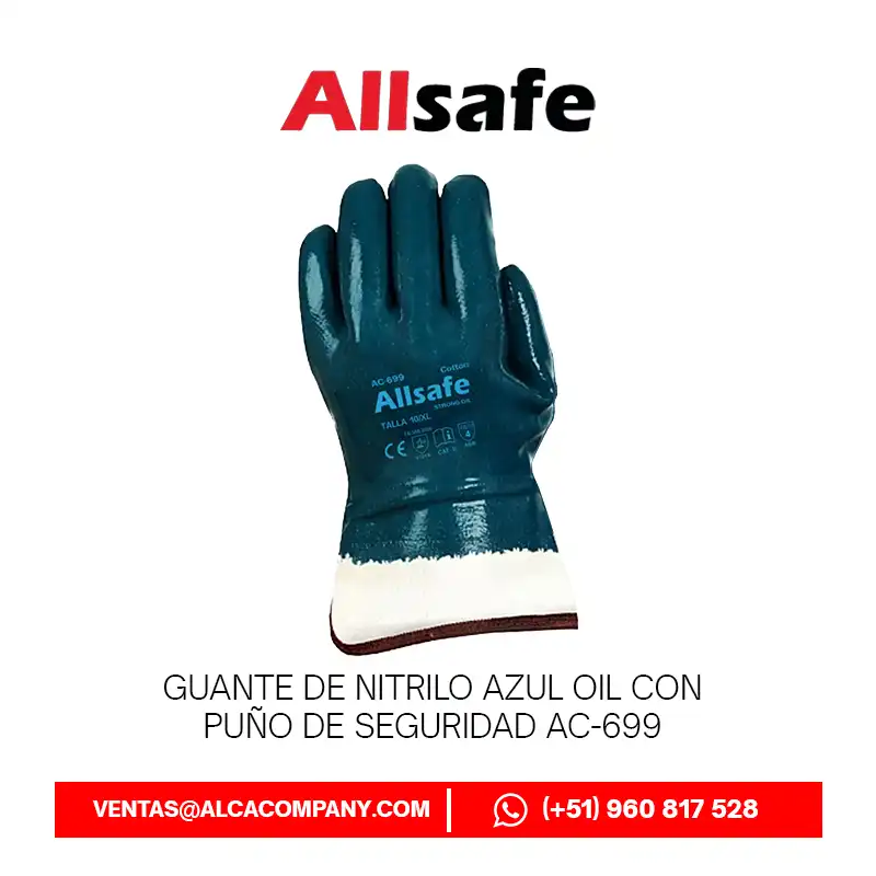Guante Nitrilo Oil Puño Seguridad Allsafe AC-699