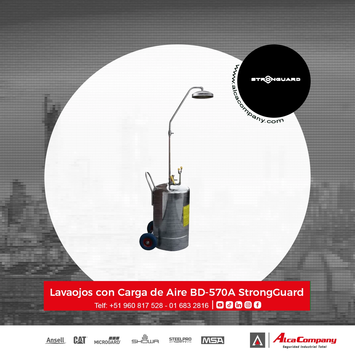 Lavaojos Portátil con Carga de Aire BD-570A StrongGuard