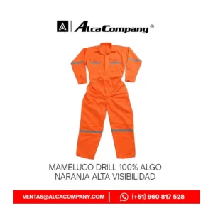 Mameluco Drill 100% algo Naranja alta visibilidad Genérico